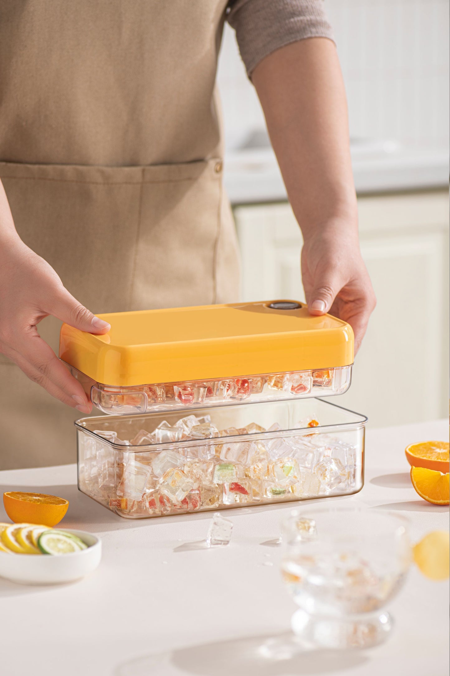 Non-Touch Ice Cube Maker with Storage Box and Ice Scoop