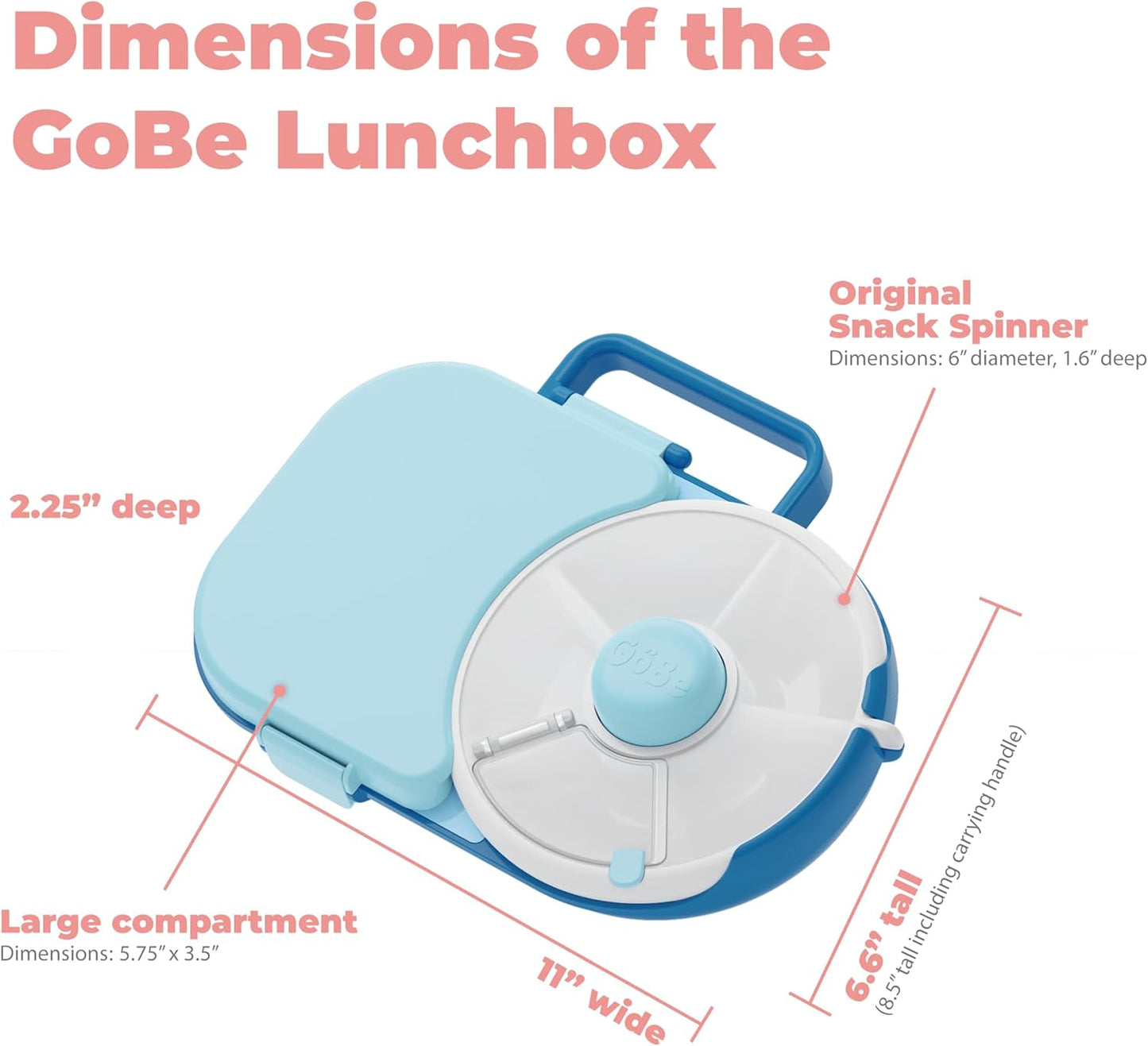 Gobe Kids Lunchbox with Snack Spinner - Blueberry Blue