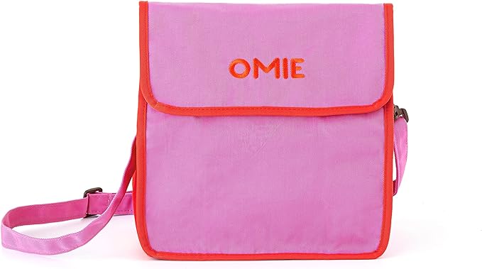 OmieBox Lunch Bag - Washable, Foldable, Durable, Water Resistant Fabric with Interior Pocket and External Bottle Holder. - Pink