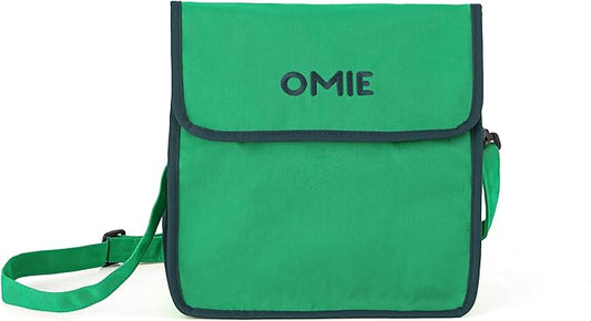 OmieBox Lunch Bag - Washable, Foldable, Durable, Water Resistant Fabric with Interior Pocket and External Bottle Holder. - Green