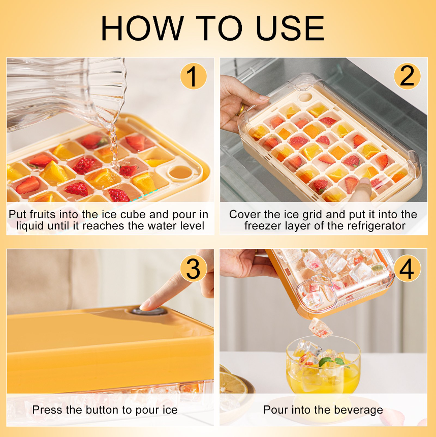 Non-Touch Ice Cube Maker with Storage Box and Ice Scoop