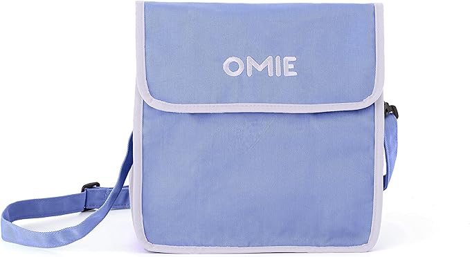 OmieBox Lunch Bag - Washable, Foldable, Durable, Water Resistant Fabric with Interior Pocket and External Bottle Holder. - Purple